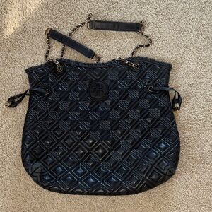 Tory Burch Black Leahter Quilted Shoulder Bag